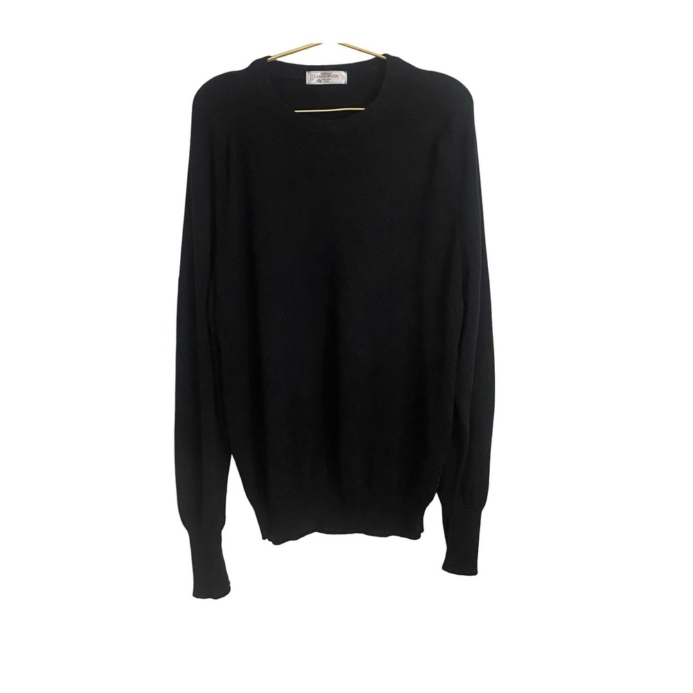 St Michael Lambswool Sweater Black Crew Neck Pure New Wool Mens‎ XL